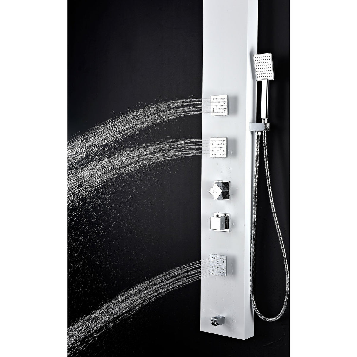 Anzzi Delta Series 56 in. Full Body Shower Panel System with Heavy Rain Shower and Spray Wand in White SP-AZ054 - Vital Hydrotherapy