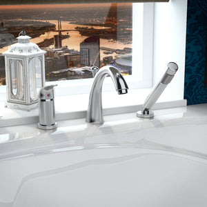 Anzzi Den Series Single Handle Deck-Mount Roman Tub Faucet with Handheld Sprayer in Polished Chrome - Solid Brass Valves - FR-AZ801 - Lifestyle - Vital Hydrotherapy