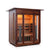 Enlighten sauna Infrared and Dry Traditional Hybrid Diamond 3 Person Canadian Red Cedar Wood Outside And Inside Indoor roofed with glass door and windows isometric view