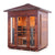 Enlighten sauna Infrared and Dry Traditional Hybrid Diamond 4 Person Outdoor Canadian natural red cedar wood Double Roof ( Flat Roof + peak roof) with glass door and windows front view