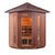 Enlighten Sauna Infrared/Traditional DIAMOND Canadian Red Cedar Wood Outside And Inside Outdoor peak Roofed four person corner location sauna side view with glass door front view