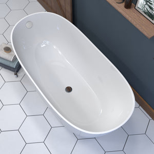 Cambridge Plumbing 62-Inch Double Slipper Engineered Stone Freestanding Soaking Tub ES-FSDES62-CP - Vital Hydrotherapy
