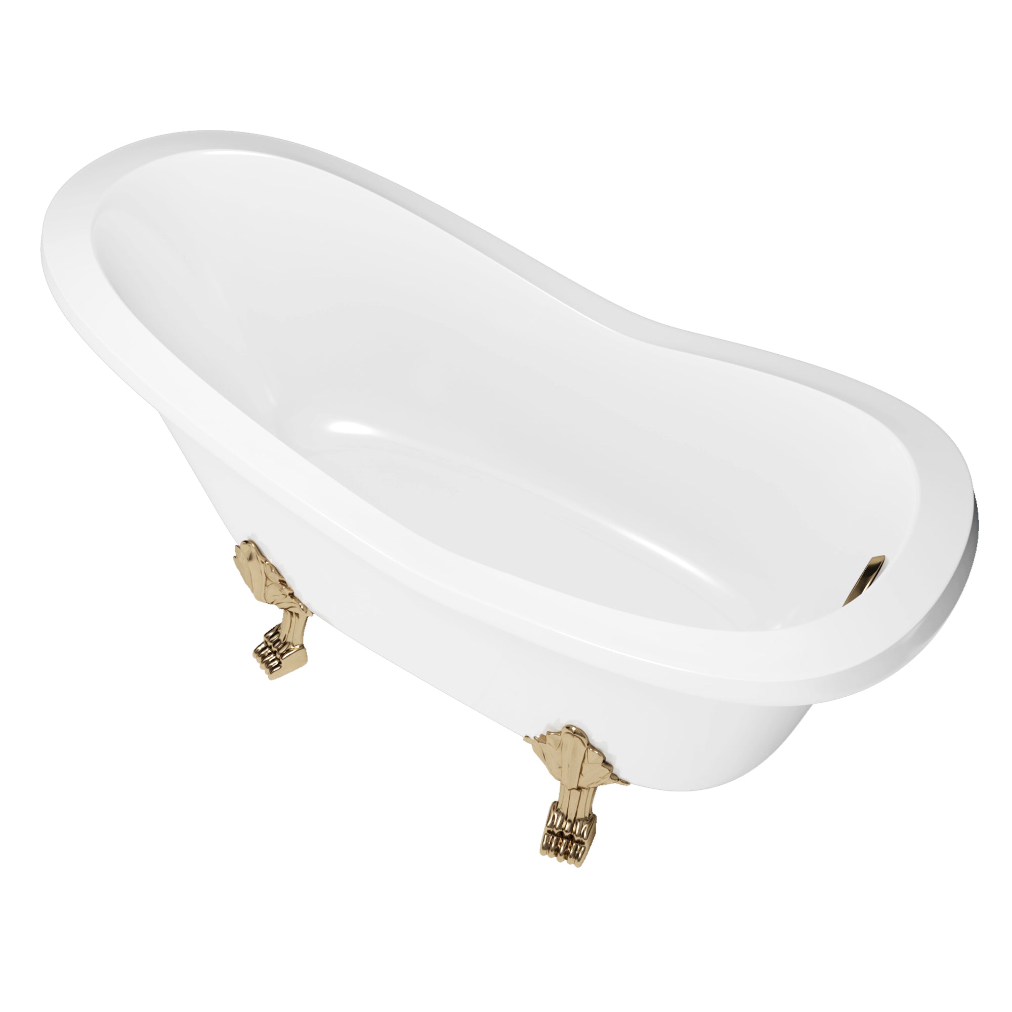Cambridge Plumbing Slipper Dolomite Mineral Composite Clawfoot Tub with Feet (Antique Brass) and Drain Assembly - 24"H x 62"L x 30"W - ES-ST62-NH - Vital Hydrotherapy