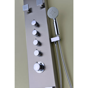 Anzzi Anzzi Echo 63.5 Inches Full Body Shower Panel with Acu-stream Body Massage Jets, Shower Control Knobs and Euro-Grip Free Range Hand Sprayer in Brushed Stainless Steel SP-AZ022 - Vital Hydrotherapy