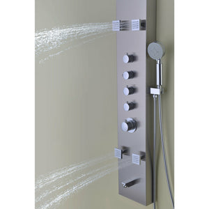 Anzzi Echo 63.5 Inches Full Body Shower Panel with Acu-stream Body Massage Jets, Shower Control Knobs and Euro-Grip Free Range Hand Sprayer in Brushed Stainless Steel SP-AZ022 - Vital Hydrotherapy