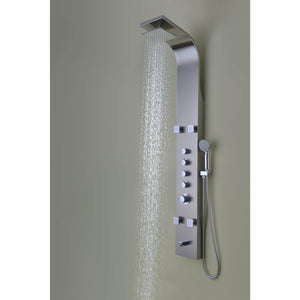 Anzzi Echo 63.5 Inches Full Body Shower Panel with Swiveling Heavy Rain Shower Head, Acu-stream Body Massage Jets, Shower Control Knobs and Euro-Grip Free Range Hand Sprayer in Brushed Stainless Steel SP-AZ022 - Lifestyle - Vital Hydrotherapy