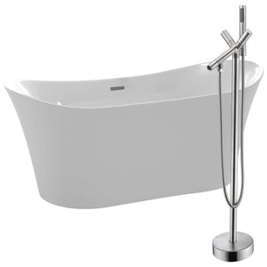 Anzzi Eft 67 in. Acrylic Flatbottom Non-Whirlpool Bathtub in Glossy White with Havasu Faucet with Hand Shower in Brushed Nickel FTAZ096 - Vital Hydrotherapy