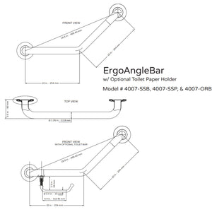 PULSE Ergo Angle Bar 4007 Specification Drawing - Vital Hydrotherapy