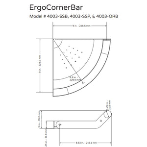 PULSE Ergo Corner Bar 4003 Specification Drawing - Vital Hydrotherapy