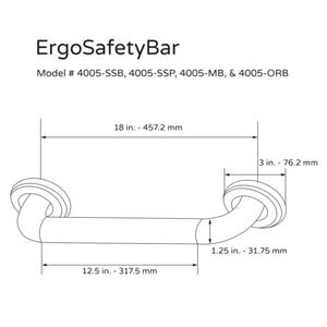 PULSE Ergo Safety Bar 4005 Specification Drawing - Vital Hydrotherapy