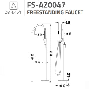 Anzzi Coral Series 2-Handle Freestanding Claw Foot Tub Faucet with Hand Shower Specification Drawing- Vital Hydrotherapy