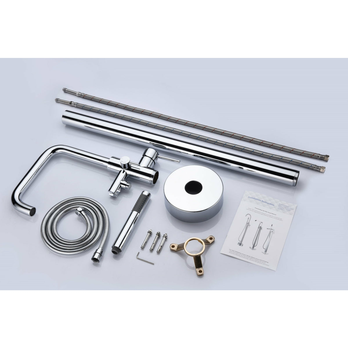 Anzzi Moray Series 2-Handle Freestanding Tub Faucet (Polished Chrome) - Floor Mounted - Solid Brass Valve - FS-AZ0048 - Vital Hydrotherapy