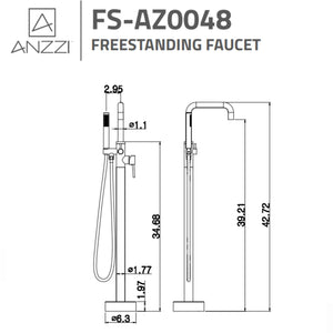 Anzzi Moray Series 2-Handle Freestanding Tub Faucet Specification Drawing - Vital Hydrotherapy
