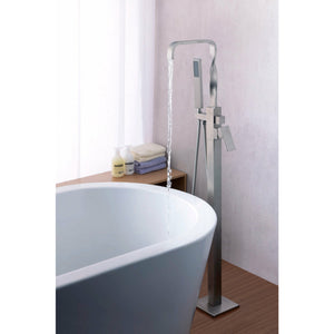 Anzzi Yosemite 2-Handle Claw Foot Tub Faucet with Hand Shower (Brushed Nickel) - Floor Mounted - Solid Brass Valve - FS-AZ0050 - Lifestyle - Vital Hydrotherapy