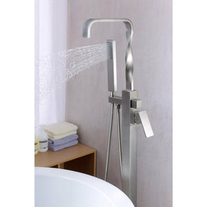 Anzzi Yosemite 2-Handle Claw Foot Tub Faucet with Hand Shower (Brushed Nickel) - Floor Mounted - Solid Brass Valve - FS-AZ0050 - Lifestyle - Vital Hydrotherapy