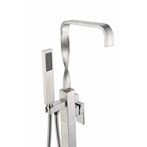 Anzzi Yosemite 2-Handle Claw Foot Tub Faucet with Hand Shower (Brushed Nickel) - Floor Mounted - Solid Brass Valve - FS-AZ0050 - Vital Hydrotherapy