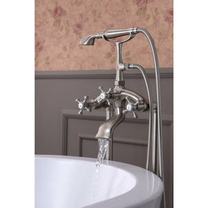 Anzzi Tugela 3-Handle Claw Foot Tub Faucet with Hand Shower (Brushed Nickel) - Floor Mounted - Solid Brass Valve - FS-AZ0052 - Lifestyle - Vital Hydrotherapy