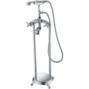 Anzzi Tugela 3-Handle Claw Foot Tub Faucet with Hand Shower (Polished Chrome) - Floor Mounted - Solid Brass Valve - FS-AZ0052 - Vital Hydrotherapy