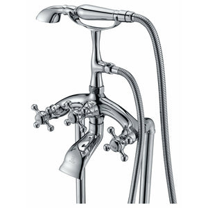 Anzzi Tugela 3-Handle Claw Foot Tub Faucet with Hand Shower (Polished Chrome) - Floor Mounted - Solid Brass Valve - FS-AZ0052 - Vital Hydrotherapy