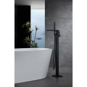 Anzzi Union 2-Handle Claw Foot Tub Faucet with Hand Shower (Matte Black) - Floor Mounted - Solid Brass Valve - FS-AZ0059 - Lifestyle - Vital Hydrotherapy