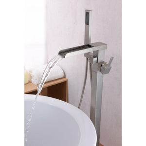 Anzzi Union 2-Handle Claw Foot Tub Faucet with Hand Shower (Brushed Nickel) - Floor Mounted - Solid Brass Valve - FS-AZ0059 - Lifestyle - Vital Hydrotherapy