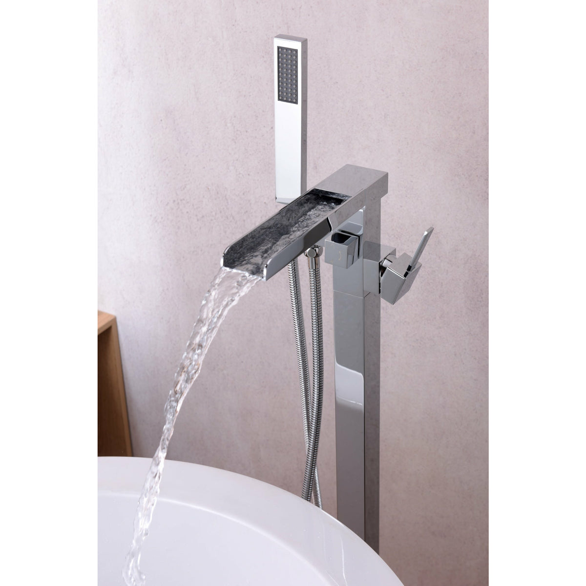 Anzzi Union 2-Handle Claw Foot Tub Faucet with Hand Shower (Polished Chrome) - Floor Mounted - Solid Brass Valve - FS-AZ0059 - Lifestyle - Vital Hydrotherapy
