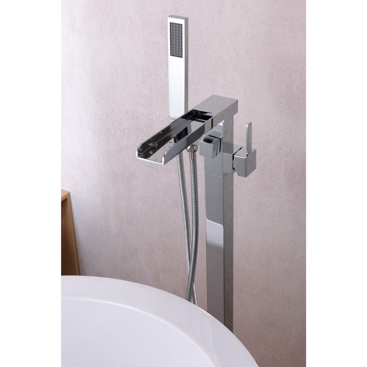 Anzzi Union 2-Handle Claw Foot Tub Faucet with Hand Shower (Polished Chrome) - Floor Mounted - Solid Brass Valve - FS-AZ0059 - Lifestyle - Vital Hydrotherapy