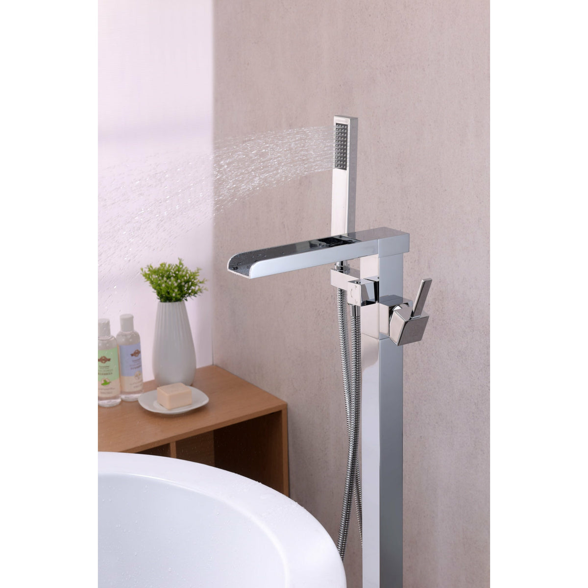 Anzzi Union 2-Handle Claw Foot Tub Faucet with Hand Shower (Polished Chrome) - Floor Mounted - Solid Brass Valve - FS-AZ0059 - Lifestyle - Vital Hydrotherapy