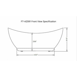 Anzzi Reginald 68 in. Acrylic Soaking Bathtub FTAZ091 - Specification Drawing - Front View - Vital Hydrotherapy