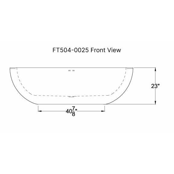 Anzzi Lusso 6.3 ft. Solid Surface Classic Freestanding Soaking Bathtub in Matte White Specification Drawing  - Front View - Vital Hydrotherapy