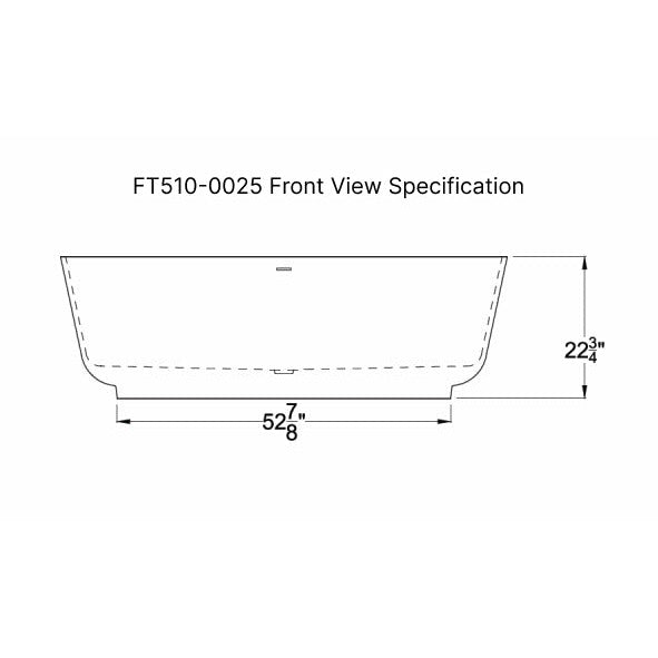 Anzzi Sabbia 5.9 ft. Solid Surface Classic Freestanding Soaking Bathtub in Matte White Specification Drawing - Front View - Vital Hydrotherapy