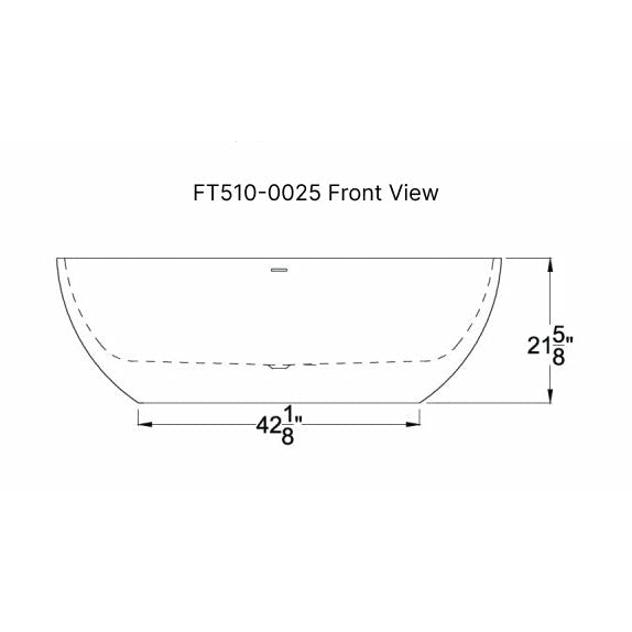 Anzzi Cestino 5.5 ft. Solid Surface Classic Freestanding Soaking Bathtub in Matte White Specification Drawing - Front View - Vital Hydrotherapy