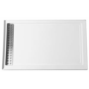 Anzzi Field Series 36 in. x 60 in. Double Threshold Shower Base in Marine Grade Acrylic in Bright and Vibrant White Finish - Left Side Drain - SB-AZ012WL - Vital Hydrotherapy