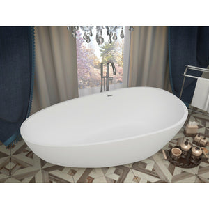 Anzzi Fiume 5.6 ft. Man-Made Stone Center Drain Freestanding Bathtub in Matte White FT-AZ502 - Vital Hydrotherapy