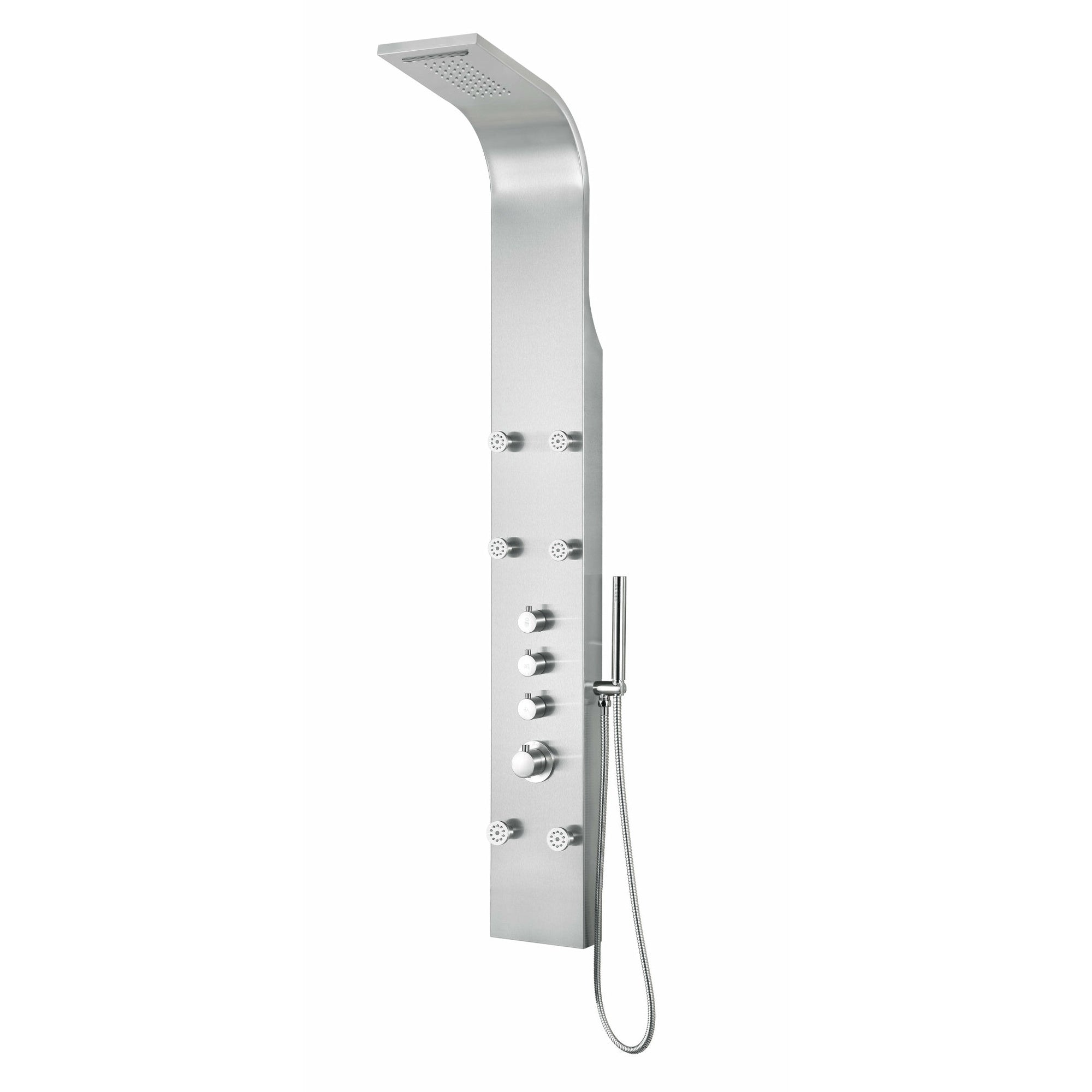 Anzzi Fontan 64 in. Six Directional Acu-stream Body Jets Shower Panel with Fixed Overhead Waterfall Shower Head, Four Shower Control Knobs and Euro-grip Handheld Sprayer SP-AZ026 - Vital Hydrotherapy