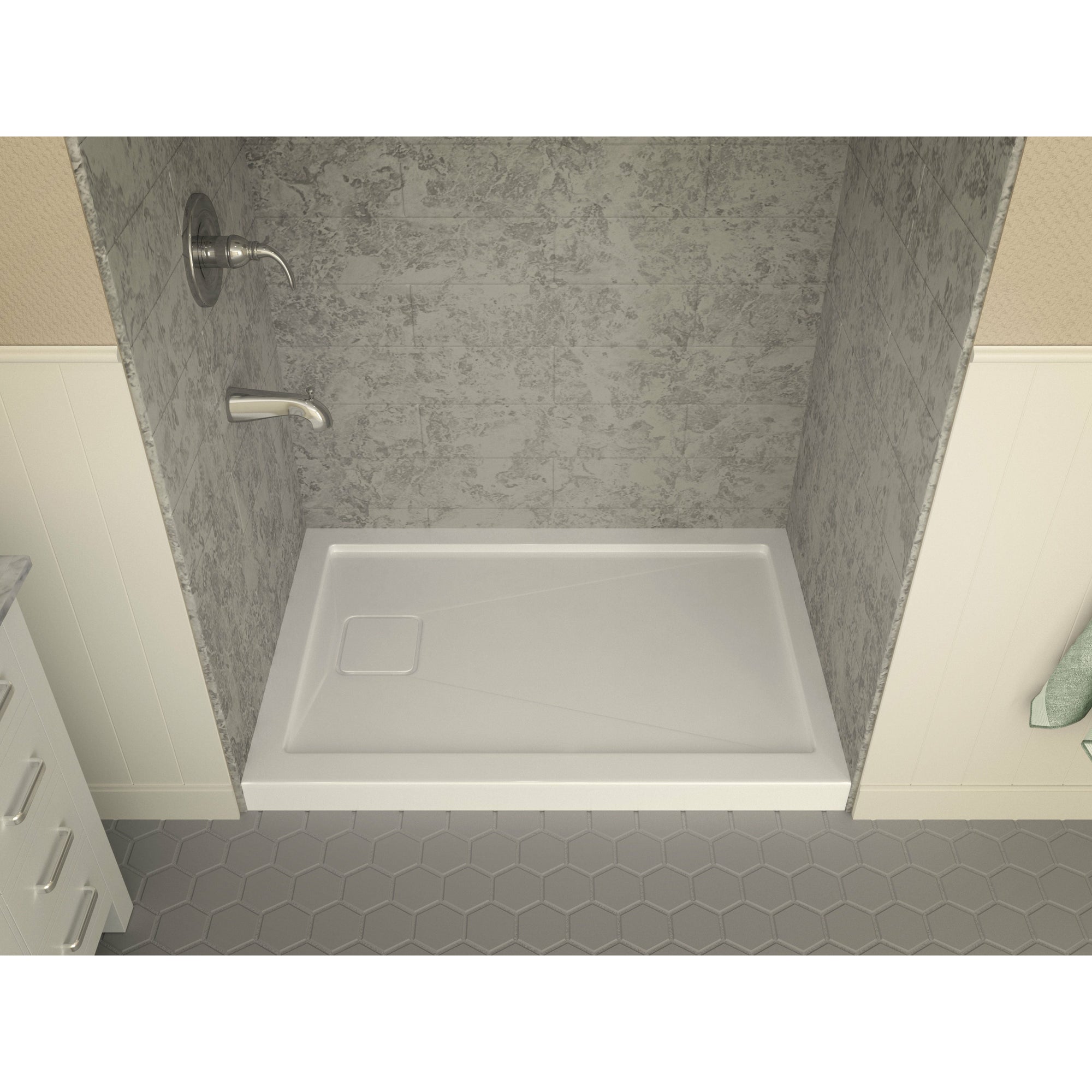 Anzzi Forum Series 48 in. x 32 in. Shower Base in Marine Grade Acrylic in Bright and Vibrant White Finish - Rectangular Shape - SB-AZ015WV - Vital Hydrotherapy