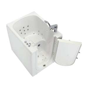 Ella Front Entry 32"x40" Acrylic Hydro Massage Walk-In Bathtub with Outward Swing Door Right, Fast Fill Faucet, 2" Drain in a white background