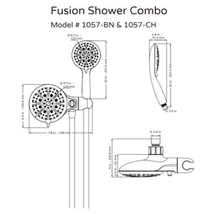 PULSE ShowerSpas Shower Combo - Fusion Shower Combo 1057 Specification Drawing - Vital Hydrotherapy