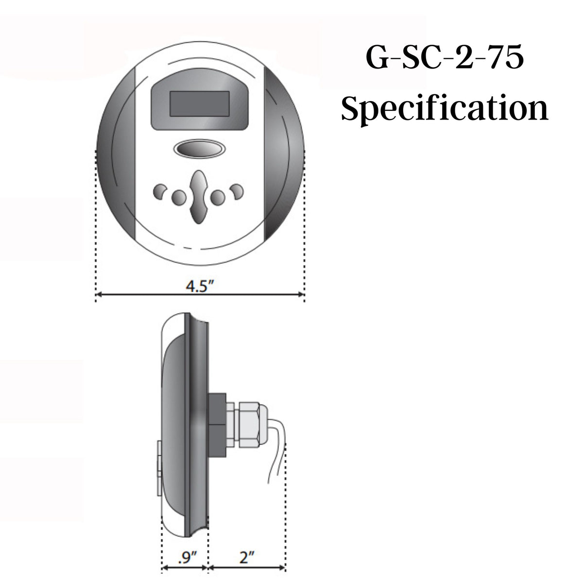 SteamSpa Programmable Dual Control Panels G-SC-2-75 Specification Drawing - Vital Hydrotherapy