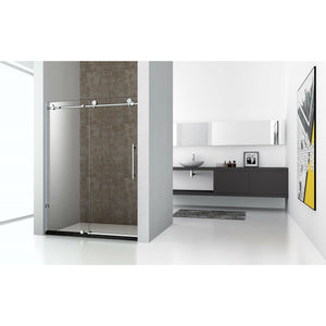 Legion Furniture GD9056-60 56" - 60" Single Sliding Shower Door Set With Hardware GD9056-60 - Glass Type: Clear - Stainless Steel Construction - Chrome - Steel Rollers Closing - Overall Size: 60″ W X 65″ H - Lifestyle Setting - GD9056-60 - Vital Hydrotherapy
