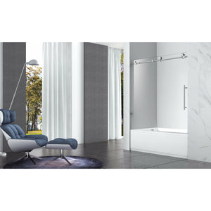 Legion Furniture GD9056-60-s 56" - 60" Single Sliding Shower Door Set With Hardware GD9056-60-s - Glass Type: Clear - Stainless Steel Construction - Brushed Nickel - Steel Rollers Closing - Overall Size: 60″ W X 65″ H - Lifestyle Setting - GD9056-60-S - Vital Hydrotherapy