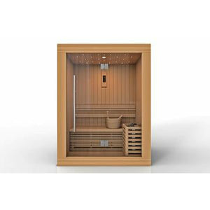 Traditional Steam Sauna - 2 person Canadian Red Cedar with glass door front view