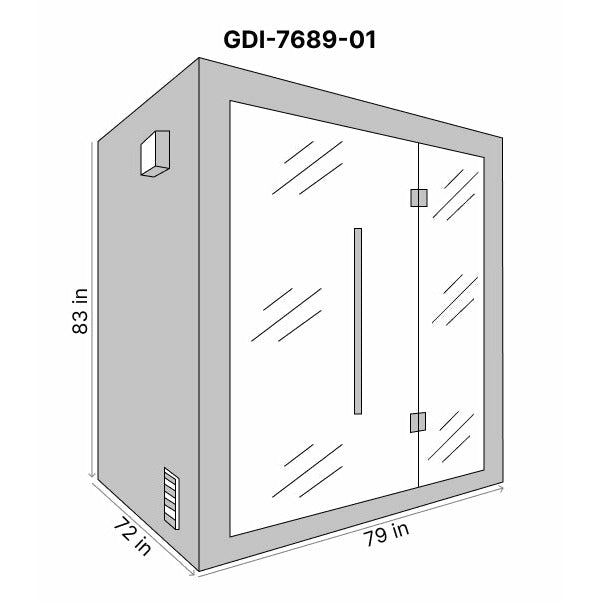 Golden Designs Osla Edition 6 Person Traditional Steam Sauna - Canadian Red Cedar Dimension Drawing GDI-7689-01 - Vital Hydrotherapy