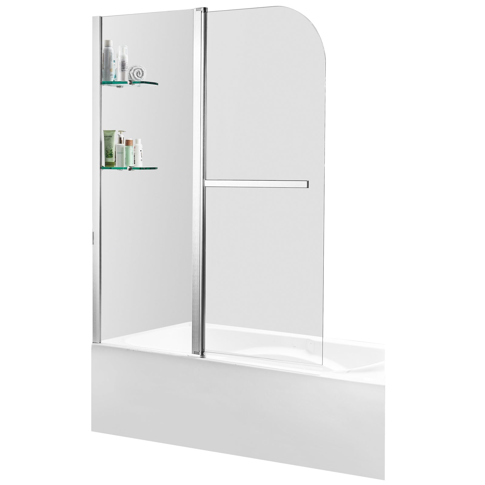 Anzzi Galleon 48 in. x 58 in. Frameless Tub Door with Tsunami Guard - Tempered Glass - Marine Grade Aluminum Alloy - Brushed Nickel -  SD-AZ054-01 - Vital Hydrotherapy