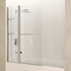 Anzzi Galleon 48 in. x 58 in. Frameless Tub Door with Tsunami Guard - Tempered Glass - Marine Grade Aluminum Alloy - Brushed Nickel - SD-AZ054-01 - Lifestyle - Vital Hydrotherapy