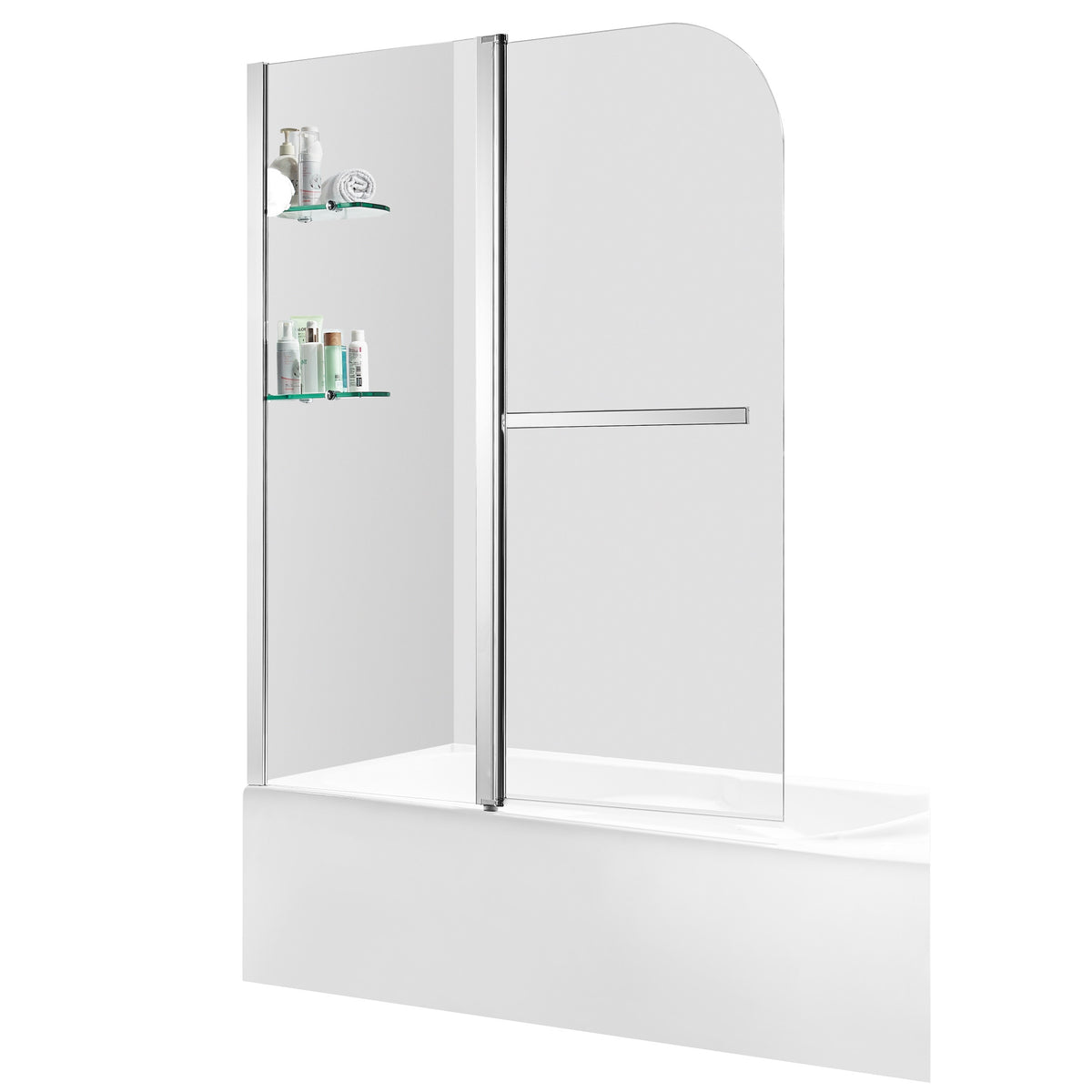 Anzzi Galleon 48 in. x 58 in. Frameless Tub Door with Tsunami Guard - Tempered Glass - Marine Grade Aluminum Alloy - Polished Chrome - SD-AZ054-01 - Vital Hydrotherapy