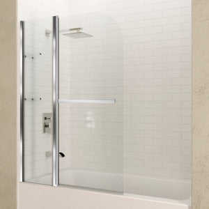 Anzzi Galleon 48 in. x 58 in. Frameless Tub Door with Tsunami Guard - Tempered Glass - Marine Grade Aluminum Alloy - Polished Chrome - SD-AZ054-01 - Lifestyle - Vital Hydrotherapy