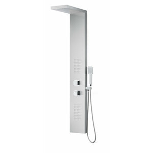 Anzzi Govenor 64 Inch Full Body Shower Panel with Heavy Rain Shower Head with Cascading Waterfall, Two Directional Acu-stream Body Jets, Two Shower Control Knobs and Euro-grip Free Range Hand Sprayer in Brushed Steel SP-AZ8093 - Vital Hydrotherapy