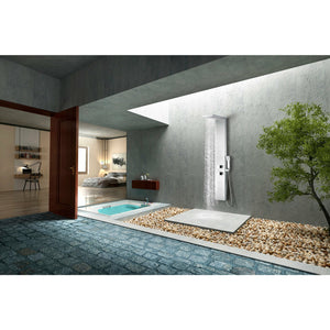 Anzzi Govenor 64 Inch Full Body Shower Panel with Heavy Rain Shower Head with Cascading Waterfall, Two Directional Acu-stream Body Jets, Two Shower Control Knobs and Euro-grip Free Range Hand Sprayer in Brushed Steel SP-AZ8093 - Lifestyle - Vital Hydrotherapy