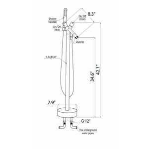 Havasu Faucet Specification Drawing - Vital Hydrotherapy